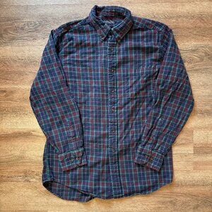 Saddlebred Casual Button Down Mens Large Navy Blue Plaid Rugged Flannel Shirt